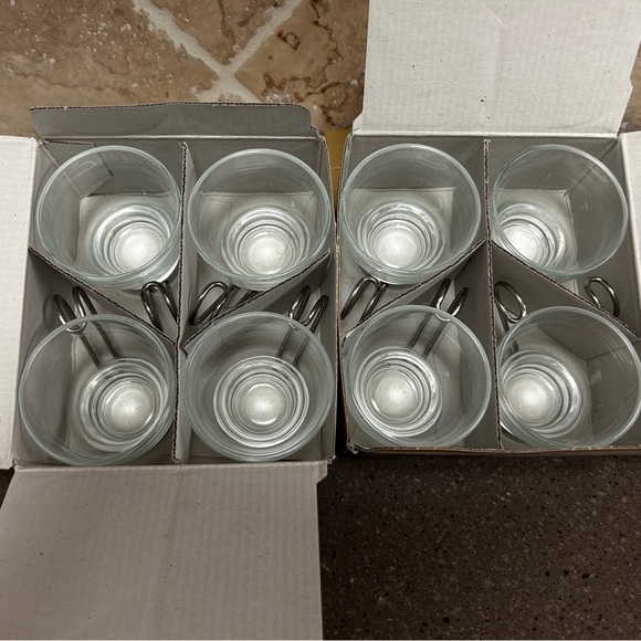 Lot of 8 NIB Bormioli Rocco Verdi Espresso Cups 3.5oz Glass Steel Handles - Picture 6 of 8